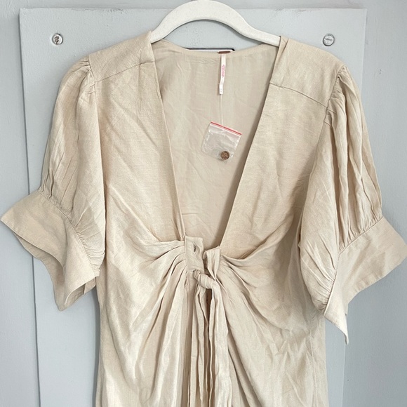 FREE PEOPLE Stone Summer Vintage Tie Front Maxi Dress M - Picture 3 of 6